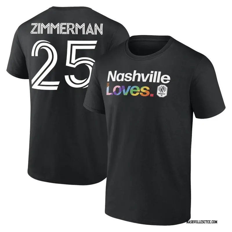 Men's Nashville SC ＃25 Walker Zimmerman Black Name & Number City Pride T-Shirt