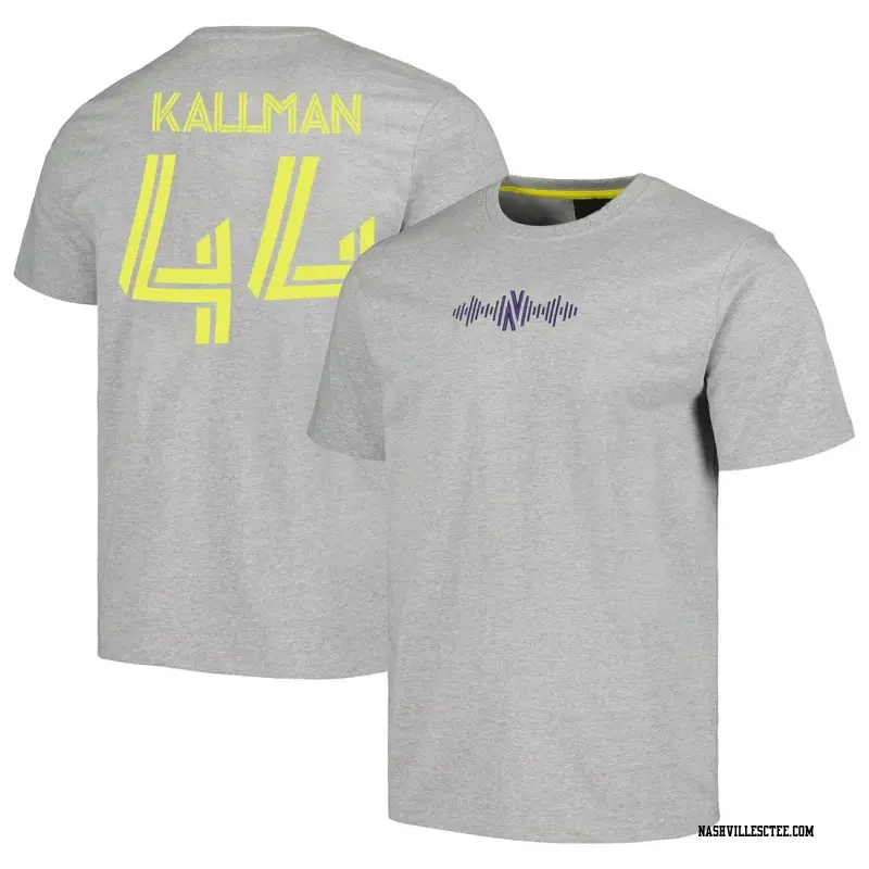 Men's Nashville SC ＃44 Brent Kallman Gray Name & Number Culture Heavy T-Shirt
