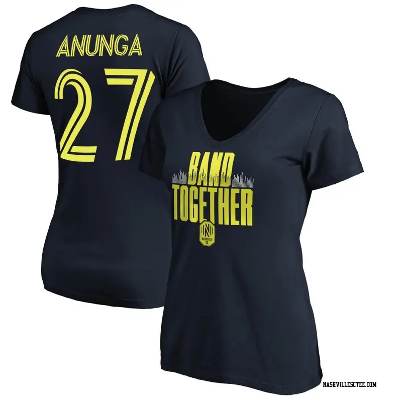 Women's Nashville SC ＃27 Brian Anunga Navy Name & Number Together V-Neck T-Shirt