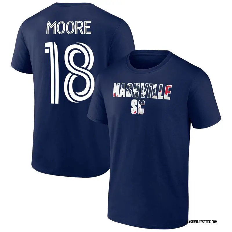 Youth Nashville SC ＃18 Shaq Moore Navy Name & Number Banner Wave T-Shirt
