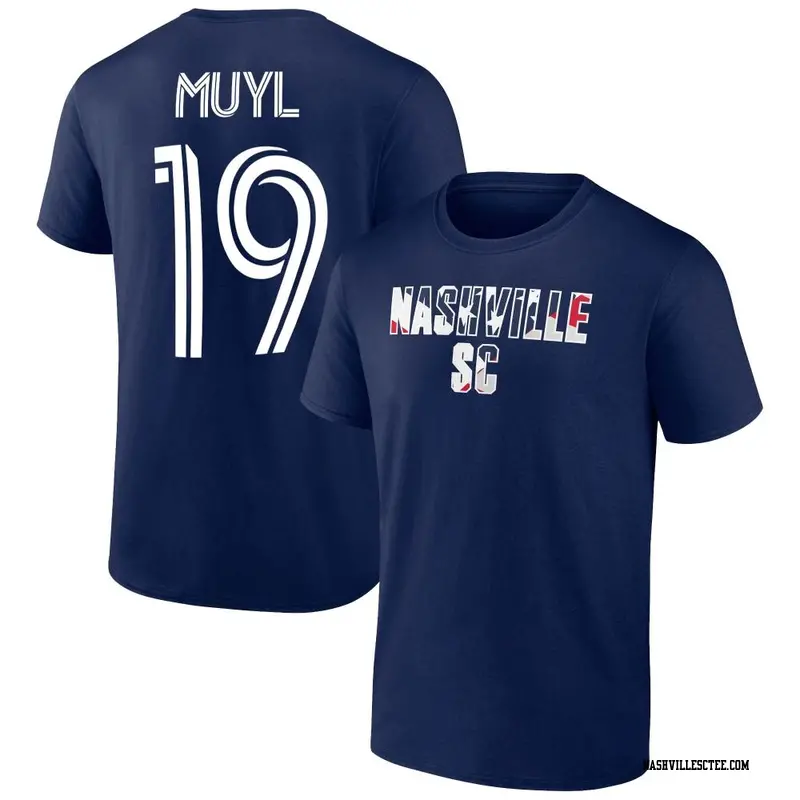 Youth Nashville SC ＃19 Alex Muyl Navy Name & Number Banner Wave T-Shirt