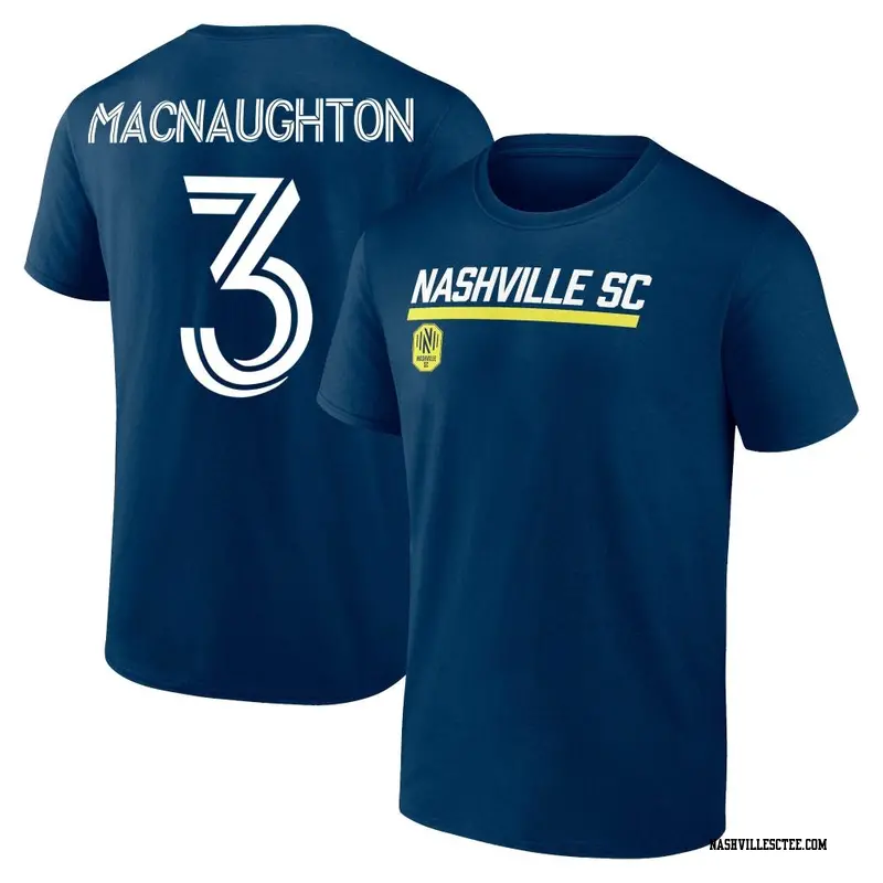 Youth Nashville SC ＃3 Lukas MacNaughton Navy Name & Number Stacked Slant T-Shirt