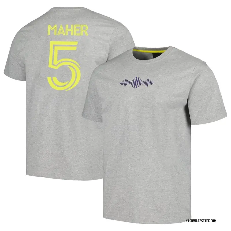 Youth Nashville SC ＃5 Jack Maher Gray Name & Number Culture Heavy T-Shirt